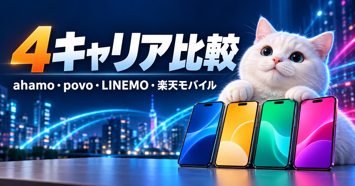 ahamo・povo・LINEMO・楽天モバイルを比較【2026年】料金・通話・海外利用で選ぶ