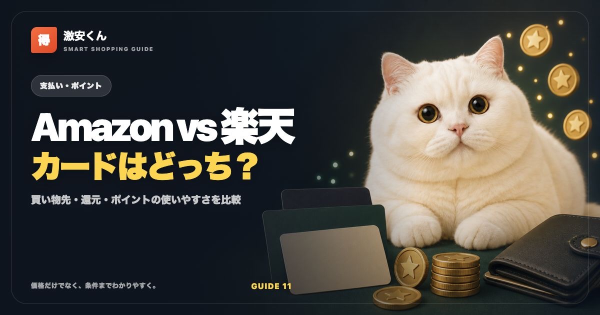 Amazon Mastercardと楽天カードを比較【2026年】買い物先別にどちらが得？のサムネイル
