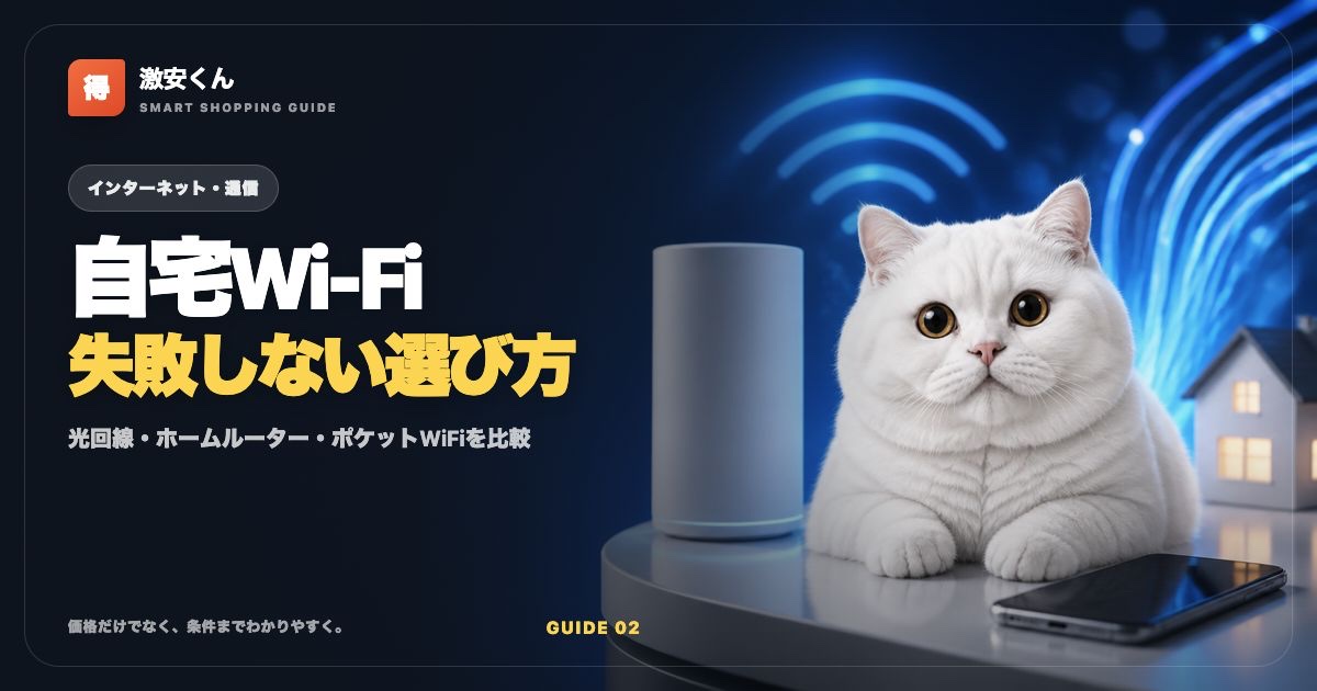 自宅Wi-Fiおすすめ比較【2026年】光回線・ホームルーター・ポケットWiFiの選び方のサムネイル